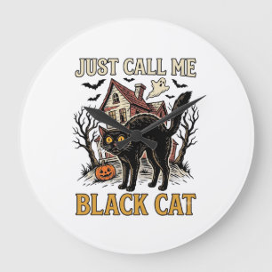 Grande Horloge Ronde Costume de chat noir Maison hantée Funny Halloween