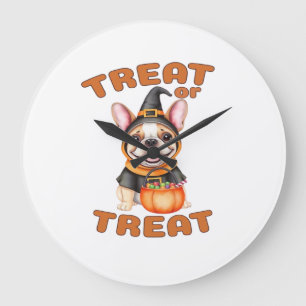 Grande Horloge Ronde Costume de chien de Halloween de Bouledogue frança