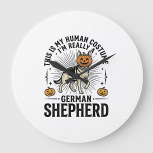 Grande Horloge Ronde Costume de Halloween drôle pour chien de berger al