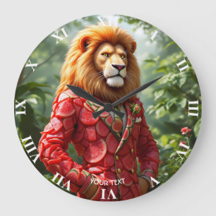 Grande Horloge Ronde Costume de pastèque de lion mignon de fantaisie