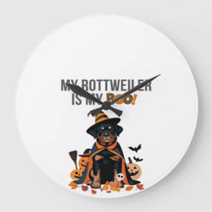 Grande Horloge Ronde Costume de Rottweiler pour Halloween Mon Rottweile