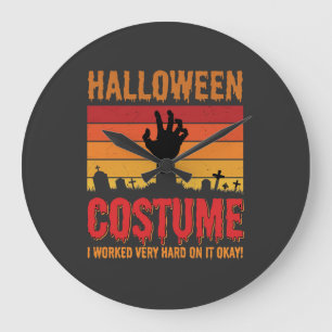 Grande Horloge Ronde Costume Halloween Zombie Cimetière Rétro Horreur D