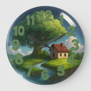 Grande Horloge Ronde Cosy Cottage Mur 3D Horloge- Décor Rustique