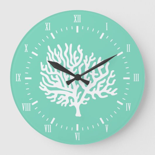 Grande Horloge Ronde Côté Blanc Mer Corail et Verre Vert (Recto)