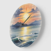 Grande Horloge Ronde Couche d'aquarelle (Angle)