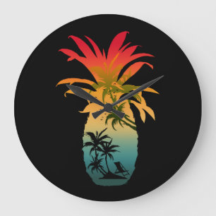 GRANDE HORLOGE RONDE COUCHER DE SOLEIL À L'ANANAS