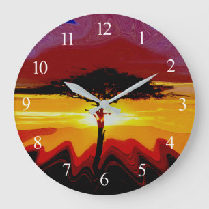Grande Horloge Ronde Coucher de soleil africain Safari