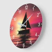 Grande Horloge Ronde Coucher de soleil, Bateau à voile dans la mer-3918 (Angle)
