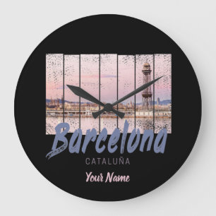 Grande Horloge Ronde coucher de soleil de Barcelone Catalogne Skyline E