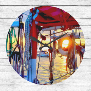 Grande Horloge Ronde Coucher de soleil et voile sur l'île de Lopez