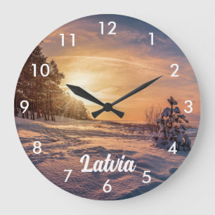 Grande Horloge Ronde Coucher de soleil sur la côte maritime hivernale e