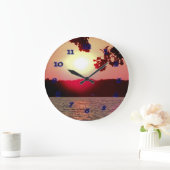 Grande Horloge Ronde Coucher de soleil sur le lac (Maison)