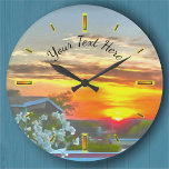 Grande Horloge Ronde Coucher de soleil sur le toit 2295<br><div class="desc">Peinture Collection "Rooftop Sunset 2295" Customisez votre horloge murale pour créer une pièce fonctionnelle de décoration murale pour correspondre à votre décor maison ou le donner en cadeau personnalisé. Cette horloge murale unique et de haute qualité est imprimée vibramment avec le procédé AcryliPrint®HD et dispose d'un emplacement de pendage arrière...</div>