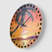 Grande Horloge Ronde Coucher de soleil tropical (Angle)