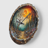 Grande Horloge Ronde Coucher des arbres forestiers (Angle)