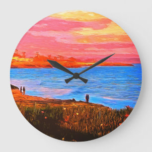 Grande Horloge Ronde Coucher du soleil sur l'horloge côtière de Père