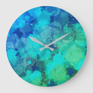 Grande Horloge Ronde Couleur abstraite violet bleu abstrait
