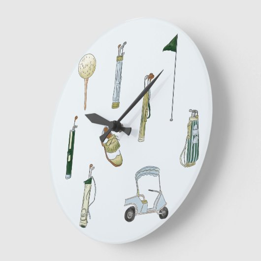 Grande Horloge Ronde Couleur bleue et verte du golf (Angle)