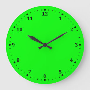 Grande Horloge Ronde Couleur d'accent verte au néon lumineuse voyante