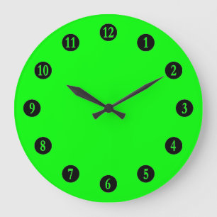 Grande Horloge Ronde Couleur d'accent verte au néon lumineuse voyante