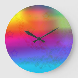 Grande Horloge Ronde Couleur et étoiles