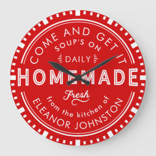 Grande Horloge Ronde Couleur et texte faits sur commande faits maison