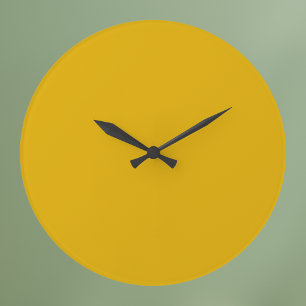 Grande Horloge Ronde Couleur solide jaune moutarde