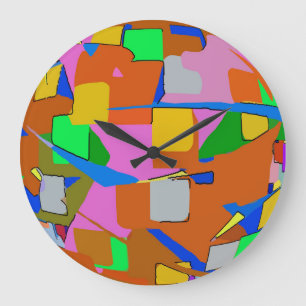 Grande Horloge Ronde Couleurs Abstraites