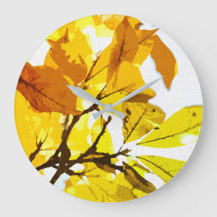 Grande Horloge Ronde Couleurs d'automne, feuilles