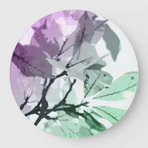 Grande Horloge Ronde Couleurs d'automne, feuilles 5