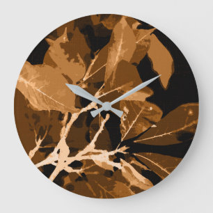 Grande Horloge Ronde Couleurs d'automne, feuilles 6