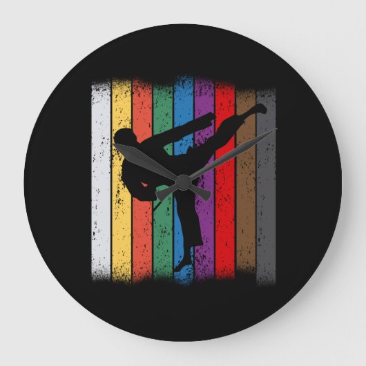 Grande Horloge Ronde Couleurs de ceinture karaté Silhouette (Recto)