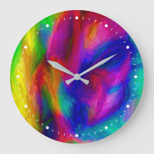 Grande Horloge Ronde Couleurs d'eau Abstraites