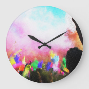 Grande Horloge Ronde Couleurs Holi Falln