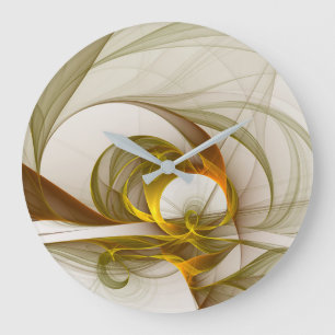 Grande Horloge Ronde Couleurs Métalliques Précieuses Abstraites Moderne