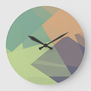 Grande Horloge Ronde Couleurs modernes rétro Géométrique #17