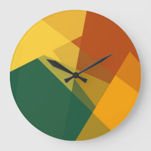 Grande Horloge Ronde Couleurs modernes rétro Géométrique #21