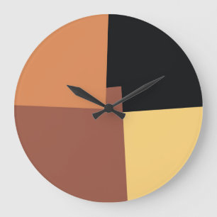 Grande Horloge Ronde Couleurs Rétro Modernes Géométrique #6