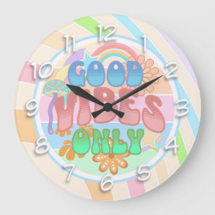 Grande Horloge Ronde Couleurs Vintages pour Good Vibes rétro uniquement