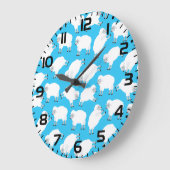Grande Horloge Ronde Counting Sheep Blue Nursery Pattern (Angle)