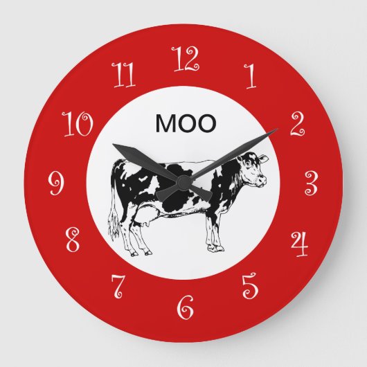 Grande Horloge Ronde Country Cow Kitchen Wall Clocks (Recto)