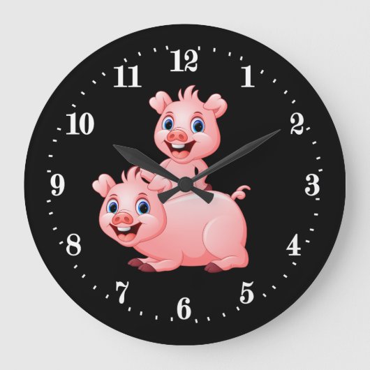 Grande Horloge Ronde Country pig decor Large Clock (Recto)