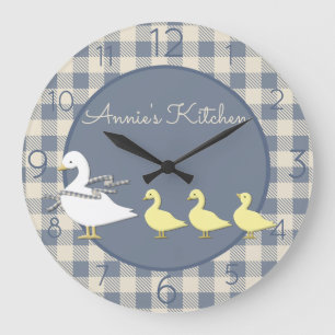 Grande Horloge Ronde Country Plaid Goose