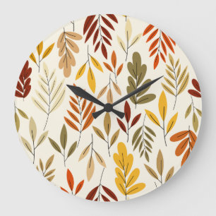 Grande Horloge Ronde Coup de Motif pour un automne cosy
