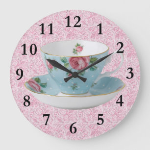 GRANDE HORLOGE RONDE COUPE DE TEA ANTIQUE ET CLOCK SAUCER