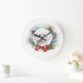 Grande Horloge Ronde Coupe festive de gerbes de Noël maltaises (Maison)