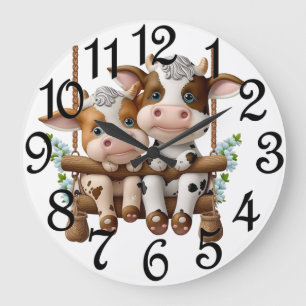 Grande Horloge Ronde Couple de vaches