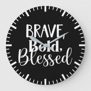 Grande Horloge Ronde Courageux, Audacieux, Béni - Gym, Hustle, Succès