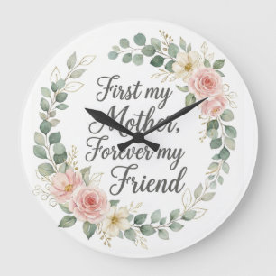 Grande Horloge Ronde Couronne botanique romantique Cadeau de citation d