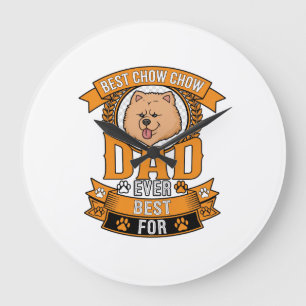 Grande Horloge Ronde Couronne d'impression de patte de chien de papa Ch